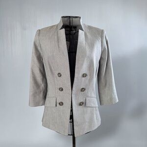 White House Black Market Linen Blazer, size 00, Gray Tailored $150 Retail